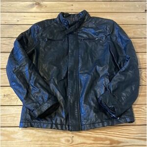 Kenneth Cole Reaction Faux Leather Jacket Size Small Men’s Black Zip Front